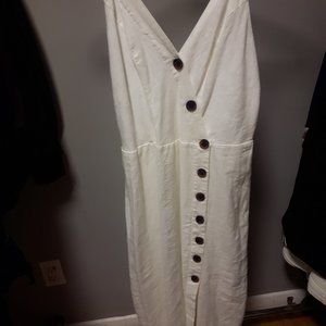 UO Amber Button-Down Linen Midi Dress